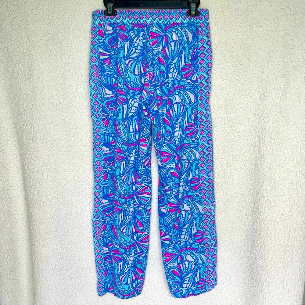 EUC Lilly Pulitzer Bal Harbor beach pants, drawstring & elastic waist, print